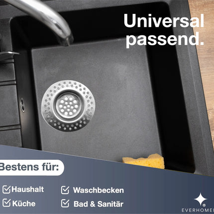 2er Universal Premium Abflusssieb - Haarsieb & Haarfänger für Dusche, Badewanne, Küche