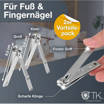 2x Nagelklipser - Nagelzwicker & Knipser - klein & groß Nagelclipper für Fussnägel & Fingernägel