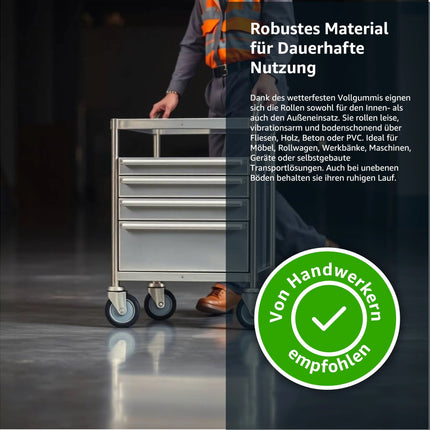 4er Transportrollen mit Bremse - Schwerlastrollen 75 mm - Lenkrollen bis zu 400 kg belastbar - TK Gruppe® Offizieller Onlineshop