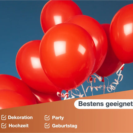50x Luftballons rot Ø 35 cm - Helium geeignet - Kein Plastik -