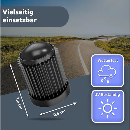 8x Passgenaue Ventilkappen Autoventil Kappe Ventil Fahrradventil - schwarz für PKW