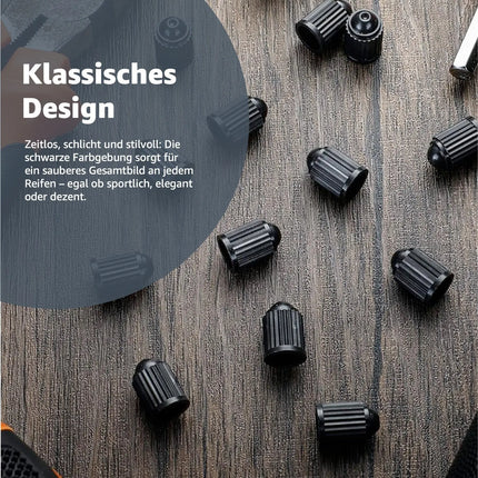 8x Passgenaue Ventilkappen Autoventil Kappe Ventil Fahrradventil - schwarz für PKW