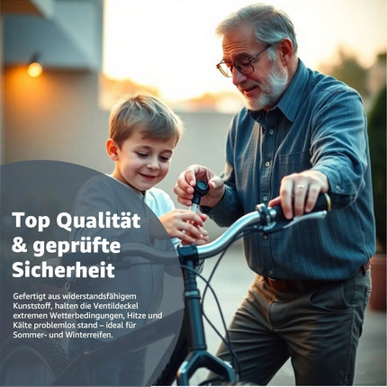 8x Passgenaue Ventilkappen Autoventil Kappe Ventil Fahrradventil - schwarz für PKW