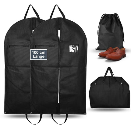 Kleidersack Set - Kleidersäcke & Kleiderhüllen - Reise Kit für Anzug & Hemd - Clothes bag schwarz
