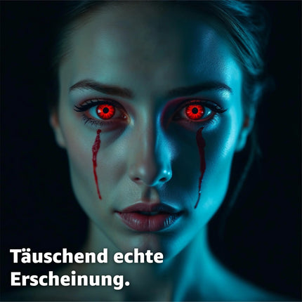 Rot Farbige & Geprüfte Kontaktlinsen - Grußlige Tageslinsen für Halloween & Fasching - ohne Stärke - Vampir & Dracula (Rot)