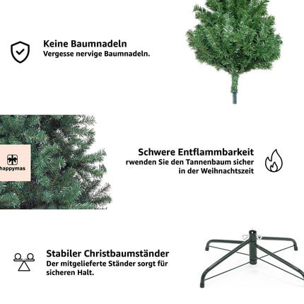 Weihnachtsbaum grün künstlich 180 cm - täuschend echt & naturgetreuer Premium Tannenbaum - Nordmanntanne - mit Ständer