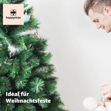 Weihnachtsbaum grün künstlich 180 cm - täuschend echt & naturgetreuer Premium Tannenbaum - Nordmanntanne - mit Ständer
