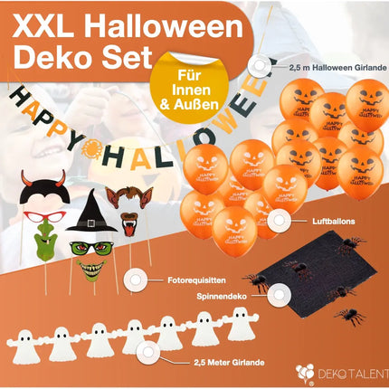 XXL Halloween Deko Dekoration Grusel Set mit über 30 Teilen für Haus, Tisch & Garten - Indoor & Outdoor