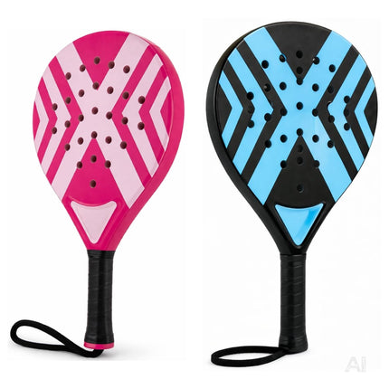 2er Padelschläger Erwachsene – Padel Set mit Meshtasche für Einsteiger & Fortgeschrittene, Padel Rackets für Training & Match (2er Set Pink & Blau)