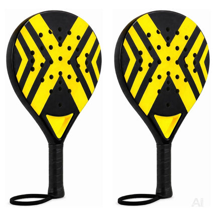 2er Padelschläger Erwachsene – Padel Set mit Meshtasche für Einsteiger & Fortgeschrittene, Padel Rackets für Training & Match (2er Set Gelb)