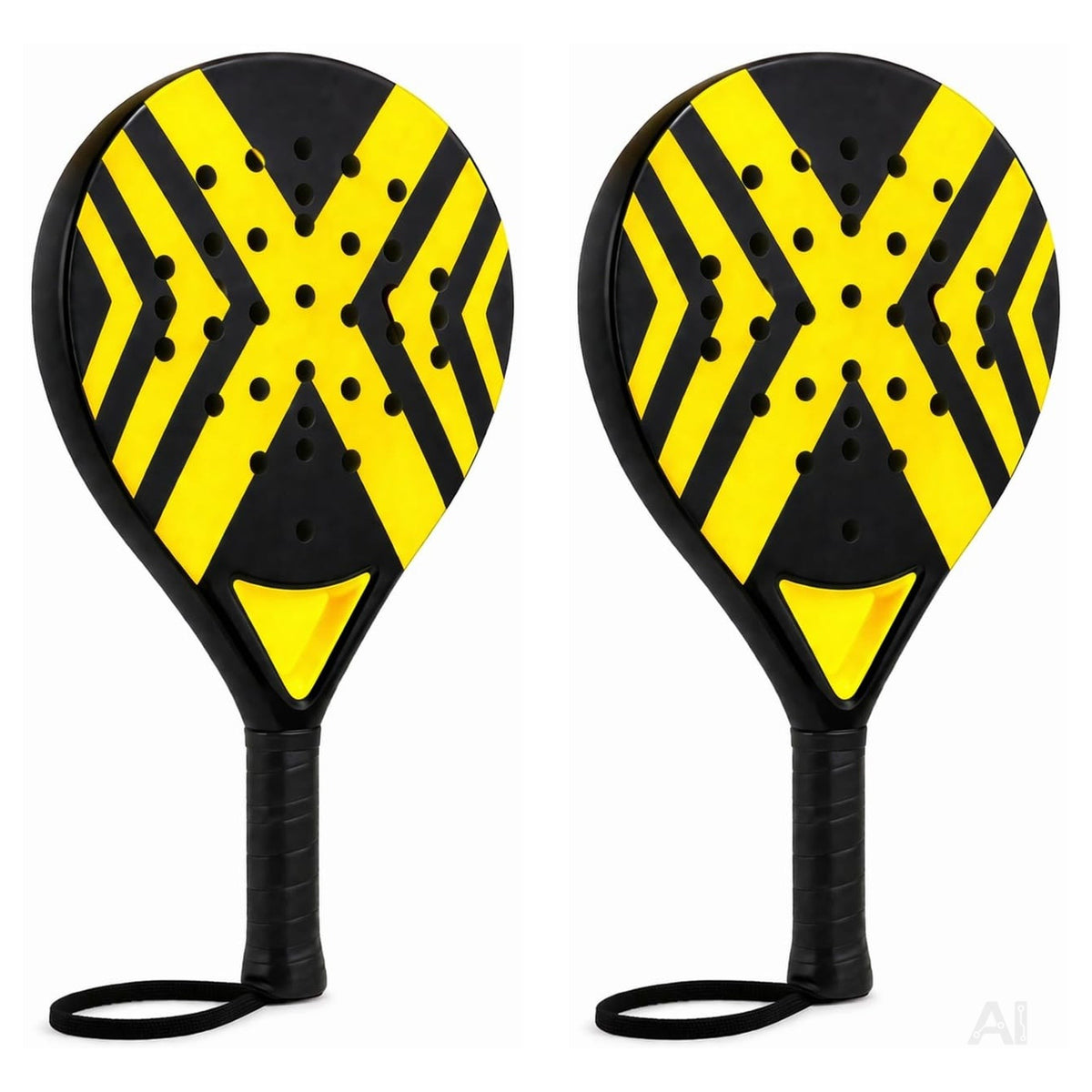 2er Padelschläger Erwachsene – Padel Set mit Meshtasche für Einsteiger & Fortgeschrittene, Padel Rackets für Training & Match (2er Set Gelb)