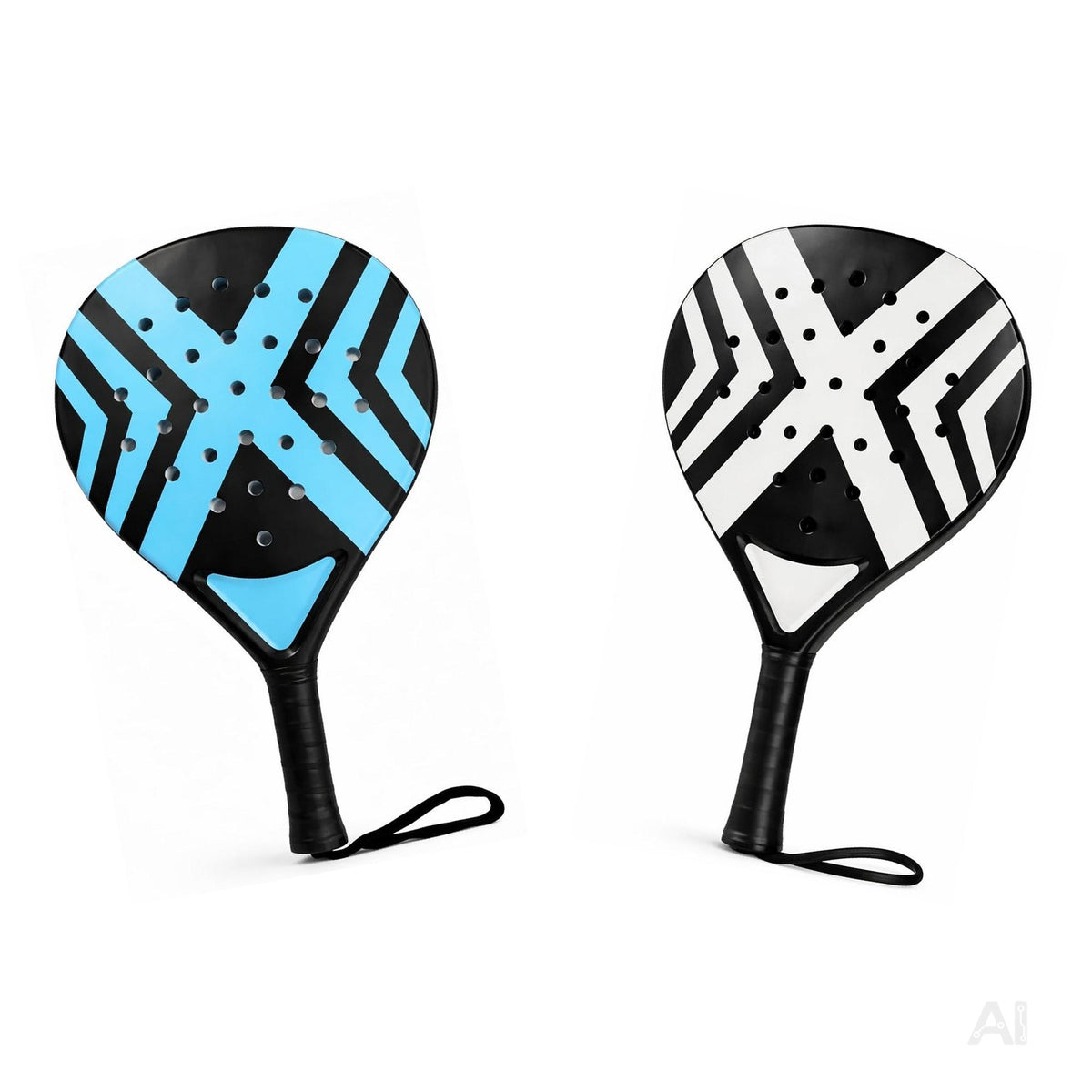 2er Padel Set für Erwachsene – Padelschläger mit Meshtasche, Padel Rackets für Anfänger & Fortgeschrittene, Freizeit & Training (Blau & Weiß)