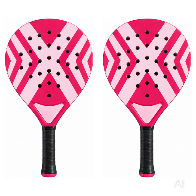 2er Padelschläger Set für Erwachsene – Padel Rackets mit Meshtasche für Anfänger & Fortgeschrittene, Training und Freizeit (2er Set Pink)