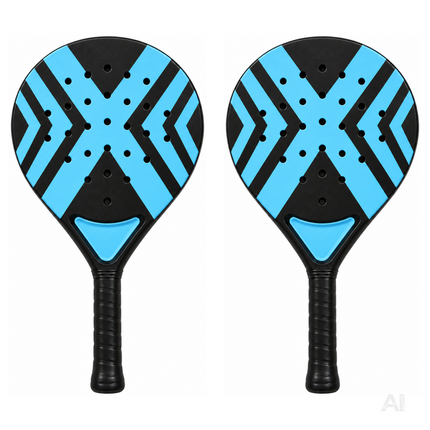 2er Padel Racket Set Erwachsene – Padelschläger mit Meshtasche für Anfänger & Fortgeschrittene, Training & Freizeit (2er Set Blau)