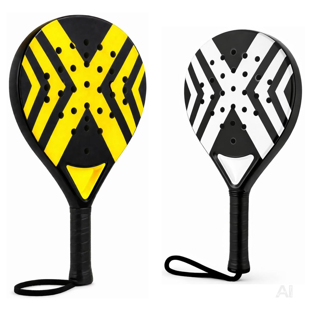 2er Padelschläger Erwachsene – Padel Set mit Meshtasche für Einsteiger & Fortgeschrittene, Padel Rackets für Training & Match (2er Set Gelb und Weiß)