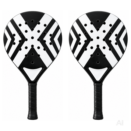 2er Padel Racket Set Erwachsene – Padelschläger mit Meshtasche für Anfänger & Fortgeschrittene, Training & Freizeit (2er Set Schwarz/Weiß)