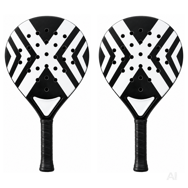 2er Padelschläger Set für Erwachsene – Padel Rackets mit Meshtasche für Anfänger & Fortgeschrittene, Training und Freizeit (2er Set Schwarz/Weiß)