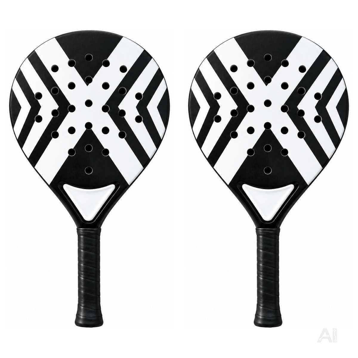 2er Padel Racket Set Erwachsene – Padelschläger mit Meshtasche für Anfänger & Fortgeschrittene, Training & Freizeit (2er Set Schwarz/Weiß)