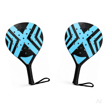 2er Padel Set für Erwachsene – Padelschläger mit Meshtasche, Padel Rackets für Anfänger & Fortgeschrittene, Freizeit & Training (Blau)