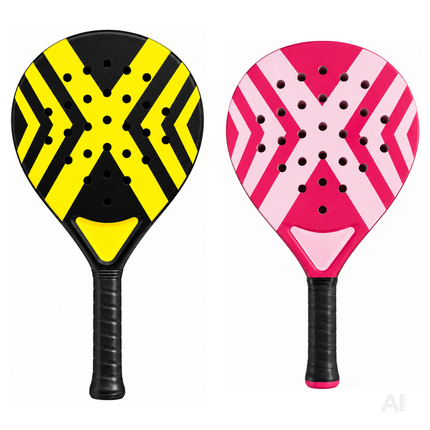 2er Padel Racket Set Erwachsene – Padelschläger mit Meshtasche für Anfänger & Fortgeschrittene, Training & Freizeit (2er Set Gelb & Pink)