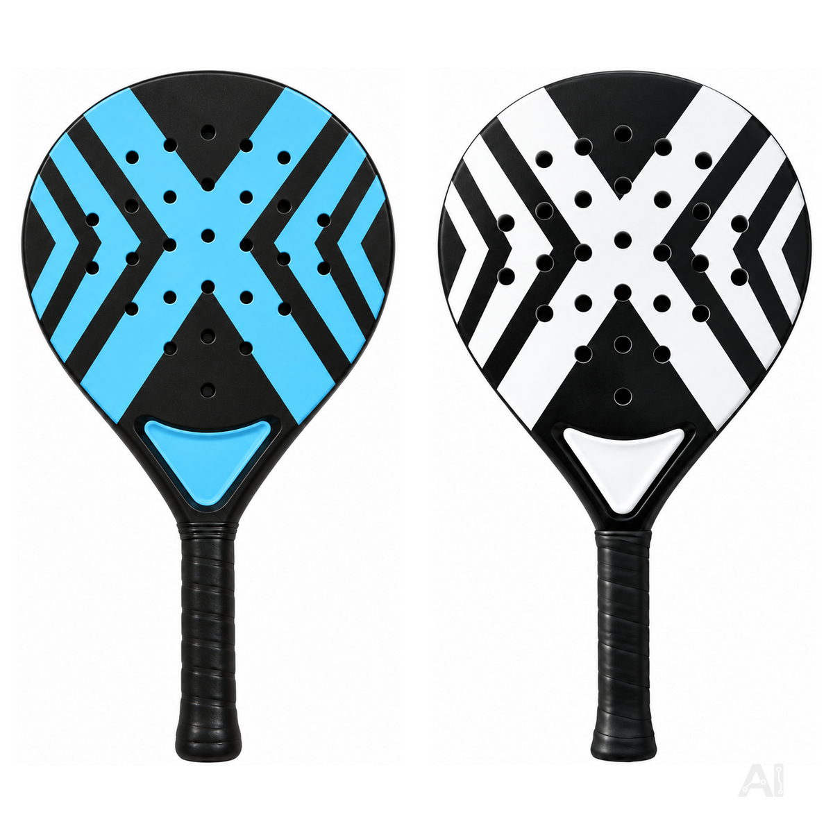 2er Padel Racket Set Erwachsene – Padelschläger mit Meshtasche für Anfänger & Fortgeschrittene, Training & Freizeit (2er Set Blau & Schwarz/Weiß)