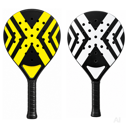 2er Padel Racket Set Erwachsene – Padelschläger mit Meshtasche für Anfänger & Fortgeschrittene, Training & Freizeit (2er Set Gelb & Schwarz/Weiß)