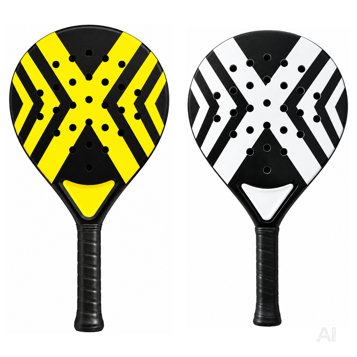 2er Padel Racket Set Erwachsene – Padelschläger mit Meshtasche für Anfänger & Fortgeschrittene, Training & Freizeit (2er Set Gelb & Schwarz/Weiß)