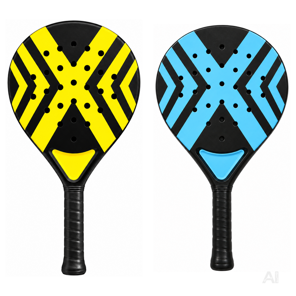 2er Padel Racket Set Erwachsene – Padelschläger mit Meshtasche für Anfänger & Fortgeschrittene, Training & Freizeit (2er Set Gelb & Blau)