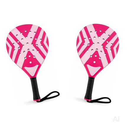 2er Padel Set für Erwachsene – Padelschläger mit Meshtasche, Padel Rackets für Anfänger & Fortgeschrittene, Freizeit & Training (Pink)
