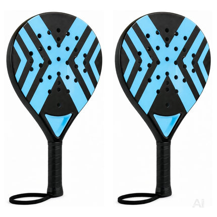 2er Padelschläger Erwachsene – Padel Set mit Meshtasche für Einsteiger & Fortgeschrittene, Padel Rackets für Training & Match (2er Set Blau)