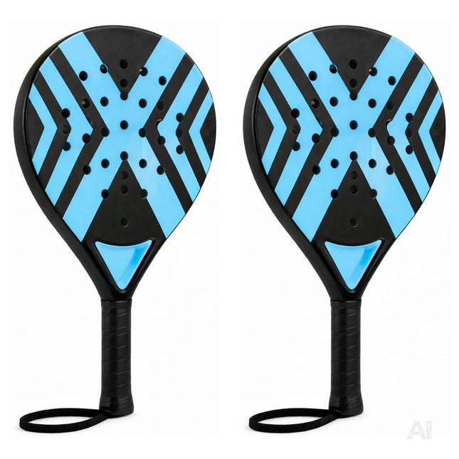 2er Padel Schläger Set – Padelschläger für Erwachsene mit praktischer Meshtasche, ideal für Padel Tennis, Training & Freizeit (2er Set Blau)