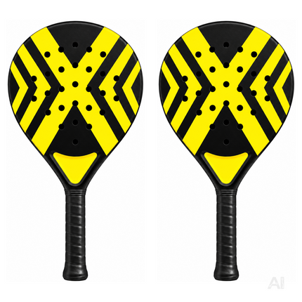 2er Padel Racket Set Erwachsene – Padelschläger mit Meshtasche für Anfänger & Fortgeschrittene, Training & Freizeit (2er Set Gelb)