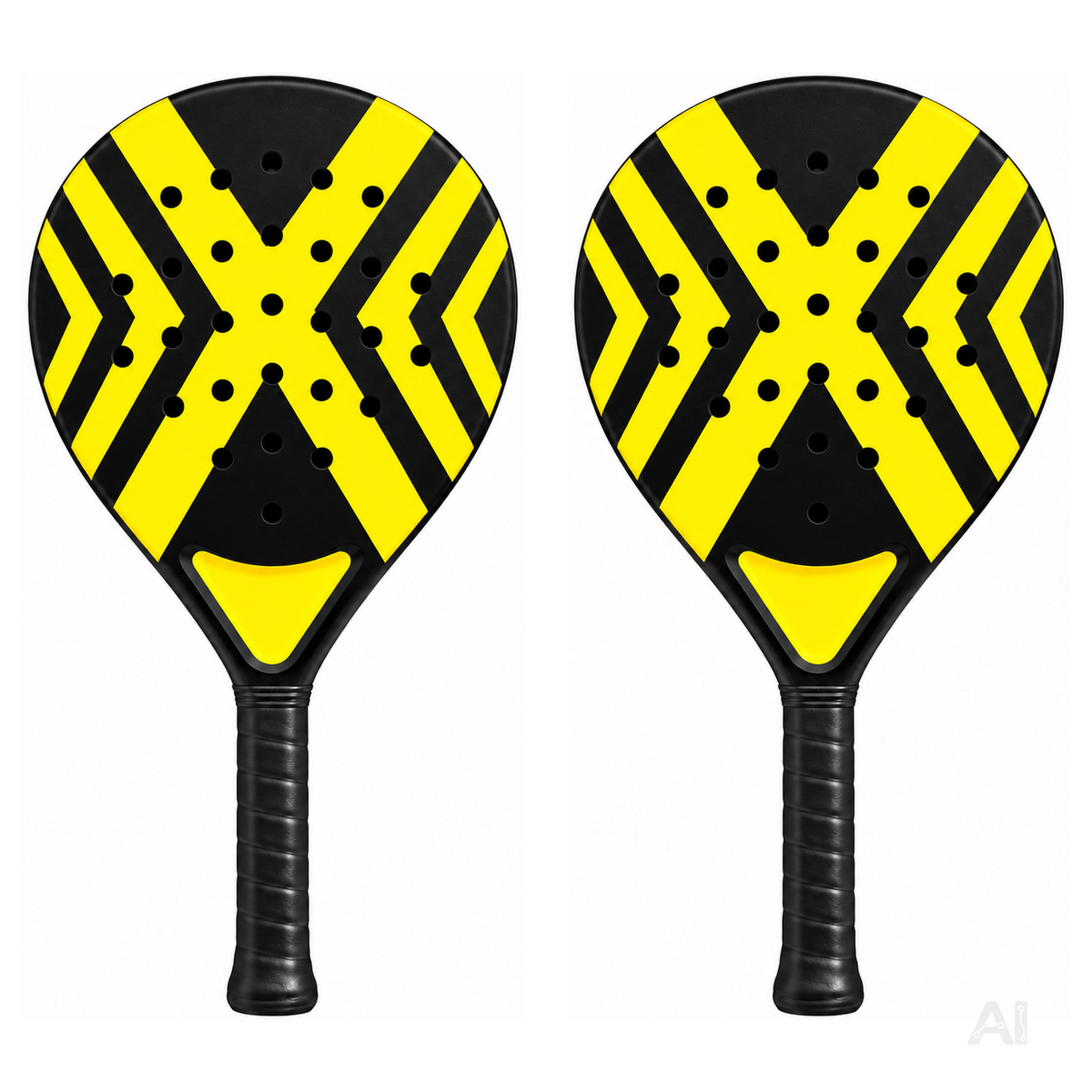 2er Padel Racket Set Erwachsene – Padelschläger mit Meshtasche für Anfänger & Fortgeschrittene, Training & Freizeit (2er Set Gelb)