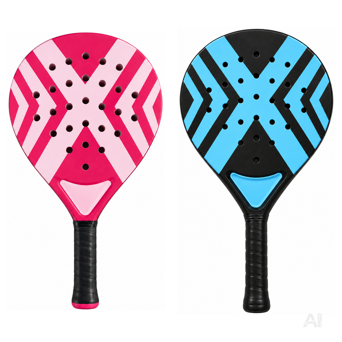 2er Padel Racket Set Erwachsene – Padelschläger mit Meshtasche für Anfänger & Fortgeschrittene, Training & Freizeit (2er Set Pink und Blau)