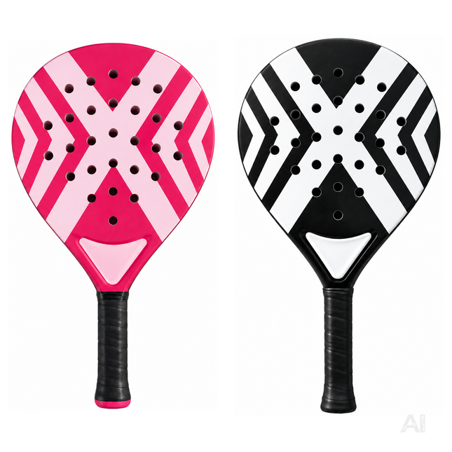 2er Padelschläger Set für Erwachsene – Padel Rackets mit Meshtasche für Anfänger & Fortgeschrittene, Training und Freizeit (2er Set Pink & Schwarz/Weiß)