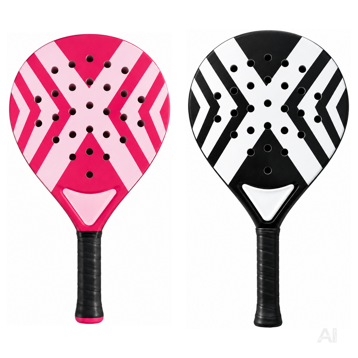 2er Padel Racket Set Erwachsene – Padelschläger mit Meshtasche für Anfänger & Fortgeschrittene, Training & Freizeit (2er Set Pink & Schwarz/Weiß)