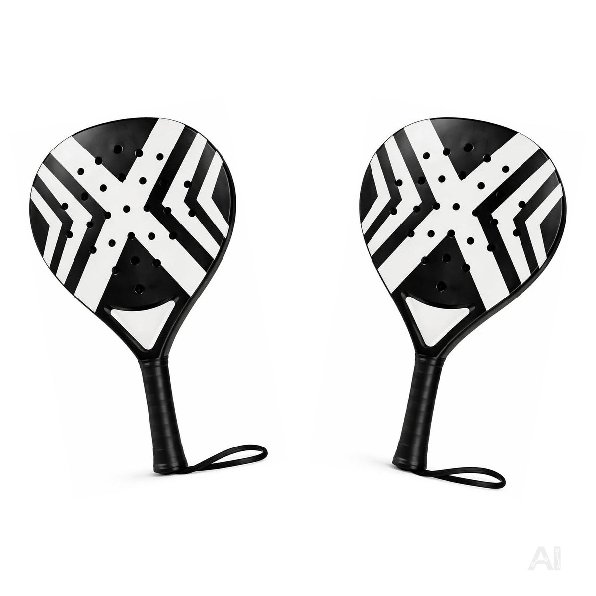 2er Padel Set für Erwachsene – Padelschläger mit Meshtasche, Padel Rackets für Anfänger & Fortgeschrittene, Freizeit & Training (Weiß)