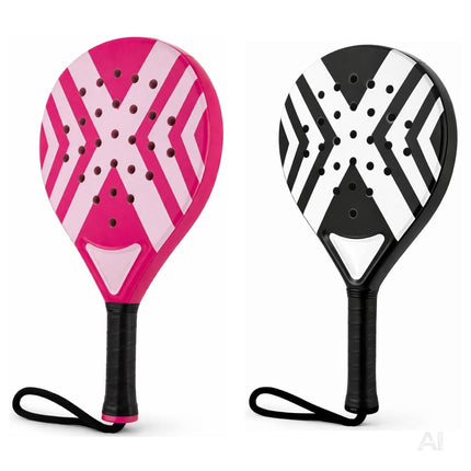 2er Padelschläger Erwachsene – Padel Set mit Meshtasche für Einsteiger & Fortgeschrittene, Padel Rackets für Training & Match (2er Set Pink & Weiß)