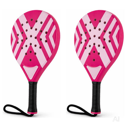 2er Padelschläger Erwachsene – Padel Set mit Meshtasche für Einsteiger & Fortgeschrittene, Padel Rackets für Training & Match (2er Set Pink)