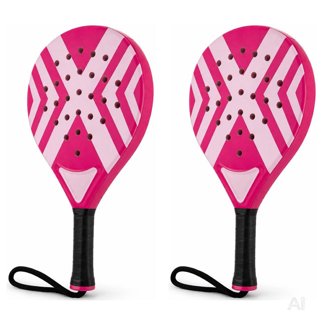 2er Padel Schläger Set – Padelschläger für Erwachsene mit praktischer Meshtasche, ideal für Padel Tennis, Training & Freizeit (2er Set Pink)