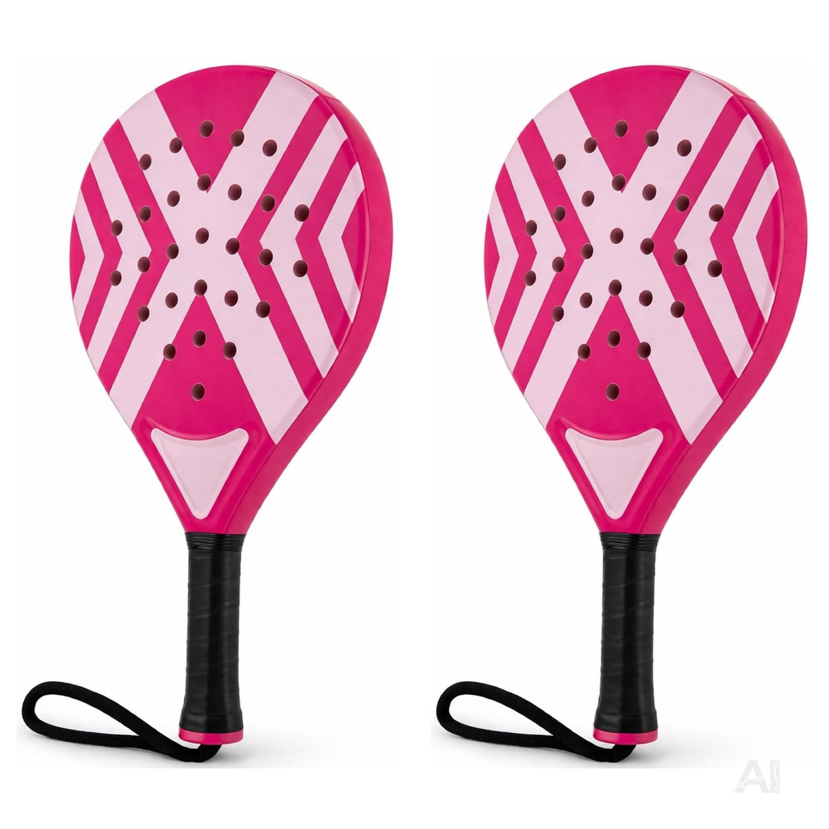 2er Padelschläger Erwachsene – Padel Set mit Meshtasche für Einsteiger & Fortgeschrittene, Padel Rackets für Training & Match (2er Set Pink)