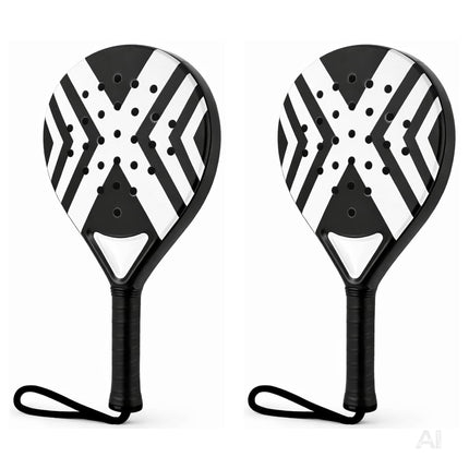 2er Padelschläger Erwachsene – Padel Set mit Meshtasche für Einsteiger & Fortgeschrittene, Padel Rackets für Training & Match (2er Set Weiß)