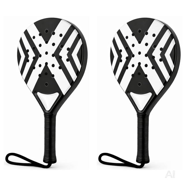 2er Padel Schläger Set – Padelschläger für Erwachsene mit praktischer Meshtasche, ideal für Padel Tennis, Training & Freizeit (2er Set Weiß)