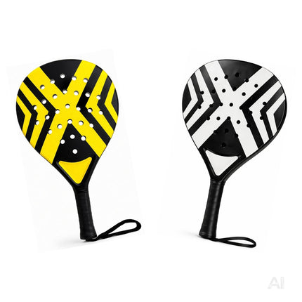 2er Padel Set für Erwachsene – Padelschläger mit Meshtasche, Padel Rackets für Anfänger & Fortgeschrittene, Freizeit & Training (Gelb & Weiß)