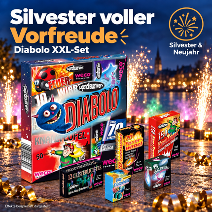 Diabolo XXL Party-Set – 70 Teile für Silvester 2027 & Neujahr | Sicheres Set (Diabolo)