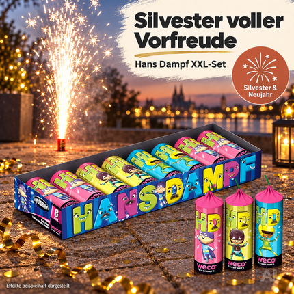 FLAME X BURN Hans Dampf XXL Set – 8-teiliges Jugendspaß und Tischartikel Kat. F1
