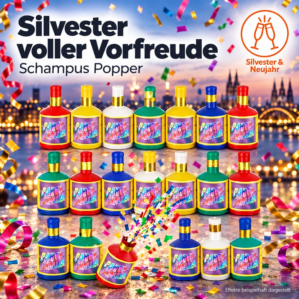 20x Party Schampus Popper Schampusknaller Tischfeuerwerk Partypopper