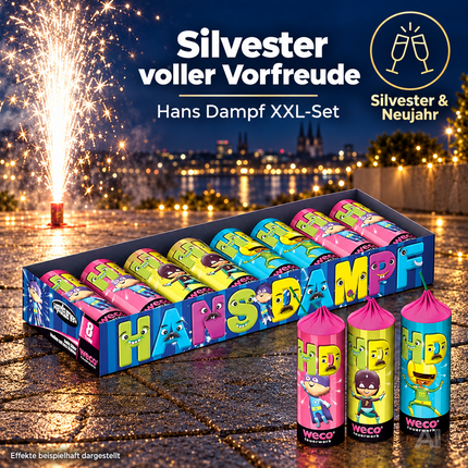 PYROHELD XXL Jugendspaß Set Hans Dampf - 8 Teilig Tischspaß für Partys & Silvester