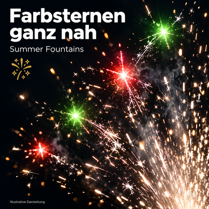 PYROHELD Summer Fountains 5er-Set Jugendspaß Set - Tischspaß für Partys & Feuerwerk Silvester Kat. F1