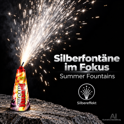 PYROHELD Summer Fountains 5er-Set Jugendspaß Set - Tischspaß für Partys & Feuerwerk Silvester Kat. F1
